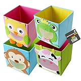 TE-Trend 4 Stück Kinderzimmer Moebel Aufbewahrungsbox Kinder Spielzeugkiste Motiv Faltbox Set Spielzeug Aufbewahrung 28cm Mehrfarbig