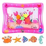 Aolso Wassermatte Baby,Aufblasbare Spielmatten 66 x 50cm,befüllbar mit Wasser,BPA-frei Faltbar Wasserspielmatte,Baby Spielzeug 3 6 9 Monate - Octopus Stil (Rosa)