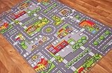 The Rug House Kinder-Spielteppich Straßen-Matte Stadt Verkehr Straßen 140cm x 200cm (4ft7 ...