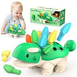 groboma Steckspiel ab 1 Jahr, Montessori Spielzeug Baby ab 1-3 Jahr Sortierspiel Motorikspielzeug ab 1-3 Jahr Kinderspielzeug Lernspielzeug 1-3 Jahr Geschenk 1 Jahr Junge Mädchen Dinosaurier Spielzeug