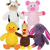 PrimePets Plüsch Hundespielzeug 5 STK., Quietschendes Welpenspielzeug, interaktives Hund Kuscheltier, Stofftier für Welpen und mittelgroße Hunde