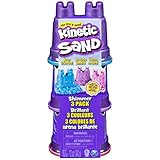 Kinetic Sand Schimmer Sand 3er Pack 340 g - 3 Farben Glitzersand aus Schweden in Burgenförmchen für kreatives, sauberes Indoor Sandspiel, für Kinder ab 3 Jahren