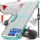 AERONE Airtrack Turnmatte Aufblasbar | Air Tracking Matte 4m [Zubehör Schultergurt Tragetasche Luftpumpe] Air Track für Turnen Gymnastik Zuhause Outdoor Pool | Mint
