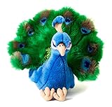 Uni-Toys - Pfau - 19 cm (Höhe) - Plüsch-Vogel - Plüschtier, Kuscheltier