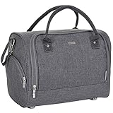 LCP Kids Stilvolle Wickeltasche SYDNEY + Kinderwagen Halterung & Wasserdichte Wickelunterlage Ideal als Weekender GRAU