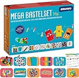 Smowo® Mega Bastelset Starterset - Bastelbox Mix - mit kreativen Bastelideen - Bunte Bastelbedarf Box zum basteln für Mädchen und Jungen