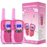 Kearui Spielzeug 3-12 Jahre für mädchen, Walkie Talkies für Kinder 8 Kanal Funkgerät mit VOX Funktion LED Taschenlampe, 3 Meilen Reichweite für Abenteuer im Freien, Camping, Wandern (Rot Rosa)