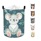 Clastyle 45L Niedlich Koala Blätter Tier Blau Wäschekorb Rund Spielzeug Kleidung Aufbewahrungskorb für Kinderzimmer, 36x45 cm