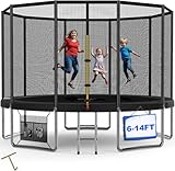 Devoko Trampolin Outdoor Ø 183/228/305/366/427 cm Indoor Trampolin Kinder Gartentrampoline, Komplettset mit Schuhnetz, Leiter, Randabdeckung, Sicherheitsnetz, Belastbarkeit 150 kg (Schwarz)