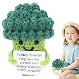 Emotionale Unterstützung: Häkeln – Motivierendes Brokkoli-Plüschtier Mit Positiver Karte, Handgefertigtes Strick-Ornament | Niedliches Amigurumi--Kuscheltier Als Stimmungsaufheller, Tröster-Pupp