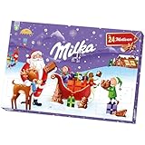 Milka Adventskalender 1 x 200g I Adventskalender mit Schokolade I Weihnachtskalender I Schoko Adventskalender I Schokolade aus 100% Alpenmilch mit Milchcrémefüllung I Zufälliges Design