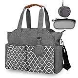 comeder Wickeltasche für Baby, Große Babytasche mit Schultergurt & Schnullertasche, 15 Taschen, Wasserdicht, Tragbar, Multifunktionale Reisetasche für Windeln & Babyzubehör (Grau)