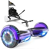 GeekMe Hoverboards mit Sitz, Hoverboards Hoverkart,Hoverboards Go-Kart mit Bluetooth-Lautsprecher LED-Leuchten, Geschenk für Kinder Jugendliche Erwachsen