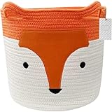 LATERN Baumwollseil Wäschekorb, Orange Fox Faltbare Aufbewahrungskörbe Niedliche TierwäscheKorb Spielzeugkorb mit Griffen für Kinder Kleidung Zimmer Dekor (35cm x 32cm)
