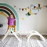 khlerox 4 in 1 Set Kletterdreieck mit Rutsche und Kletterbogen, Montessori Kinderspielzeug ab 2 Jahre, Pikler Dreieck mit Kinderrutsche, Baby Klettergerüst Indoor Spielgeräte aus Holz