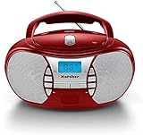 Karcher RR 5025-R tragbares CD Radio (CD-Player, Boomboxen, UKW Radio, Batterie/Netzbetrieb, AUX-In) rot