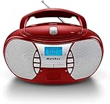 Karcher RR 5025-R tragbares CD Radio (CD-Player, Boomboxen, UKW Radio, Batterie/Netzbetrieb, AUX-In) rot