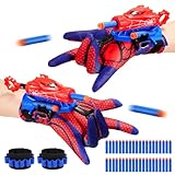 Braxel Spid-er Spielzeug ab 3-8 Jahre Junge, 2 Set Spid-er Netzwerfer Handschuhe Kinder Geschenk Junge 3 4 5 6 7 Jahre Kinderspielzeug ab 3-10 Jahre Ostergeschenke Kinder Outdoor Spielzeug