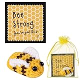 Positive Biene Gehäkelt, Kreativ Taschenumarmungsgeschenk Positiv Gestrickte Puppe mit Positiver Affirmationskarte Positive Kartoffeln als Geburtstagsgeschenk Partydekoration Ermutigung