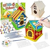 Heyzeibo DIY Vogelhaus Bausatz für Kinder, Spielzeug Geschenke für Alter 3 4 5 6+ Jahre alt Jungen Mädchen, 3 Stück Super große Basteln Holz Vogelkasten zu Bauen und Malen
