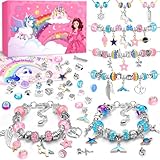 INOMO Einhorn Geschenke für Mädchen, Einschulung Mädchen Armbänder Selber Machen Bastelset Kinder ab 6 Jahre, Schulanfang Mädchen Geschenke 4 5 6 7 8 9 10 11 12 Jahre Kinder Spielzeug