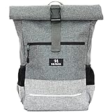 Harans - Rolltop Rucksack - Schultasche - Freizeittasche, Stilvolle tasche aus Nachhaltigen Leichtgewichtigem Recyceltes PET mit Leuchtstreifen für maximale Sicherheit