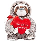 IKASA Faultier Kuscheltier Stofftier Plüschtier mit Liebesherz,Paar süße 23cm große Plüschtiere,Valentinsta