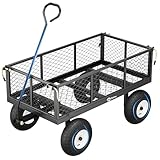 Sekey Bollerwagen Gartenwagen 350KG Belastbar, Transportwagen Transportkarre Gerätewagen mit Patentiertem Handgriff, Vollgummi-Luftreifen, Serie Titan, 100L, Grau