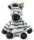 Steiff Zora Zebra weiß-schwarz 30 cm, Soft Cuddly Friends, Kuscheltier Zebra, Marken Plüschtier mit Knopf im Ohr, Schmusefreund für Babys von Geburt an