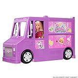 BARBIE Food-Truck - 45,7 cm langes Fahrzeug mit über 30 Zubehörteilen für kreativen Spielspaß, aufklappbar mit Spielbereichen für Vor- und Zubereitung von Speisen für Kinder ab 3 Jahren, GMW07
