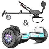 SISIGAD Hoverboard Go Kart Sitz, 8.5' Off Road Hoverboards mit LED Lichtern, All Terrain Hoverboards, Selbst Balancing Scooter mit Bluetooth Lautsprecher, Musik Hoverboard Go Kart Bundle