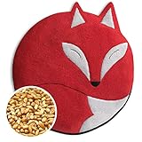 LESCHI Wärmekissen - 4 Kammer Körnerkissen für Mikrowelle - Tier Fuchs Rot - anschmiegsames Getreidekissen mit Bio Weizen - ideal als Wärmespender im Winter und für den Bauch