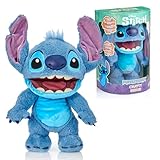 WOW STUFF! Disney Chatty Stitch Deluxe, Puppetronic animatronischer Plüsch, spricht und bewegt Sich, über 50 Sound- und Bewegungsoptionen, 30 cm groß, für Kinder ab 6 Jahren und Erwachsene, blau