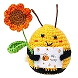 Galenecx Mini Gehäkelte Tiere, Biene Glücksbringer für Emotionale Unterstützung, Pocket Hug Biene für Aufmunterndes Geschenk Zuhause Büro Dekoration Schulabschluss Festliches Geschenk