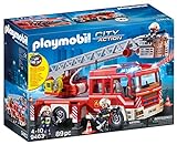PLAYMOBIL City Action 9463 Fire Ladder Unit with Extendable Ladder, Light and Sound, RC-capable, Toy for Children Ages 4+