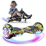 Hoverboard Go Kart Sitz, 6,5 Zoll Hoverkart mit LED Lichtern und Bluetooth Lautsprecher, Go Kart Bundle