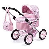 Bayer Design - 13002AA; Puppenwagen Trendy, höhenverstellbar, zusammenklappbar, mit Umhängetasche und Einkaufskorb, ‎68 x 40 x 64 cm, Pink, Leopard