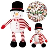 SYTTNUM Schneemann Plüschtier,Weihnachtsaufkleber, Stofftier Schneemann, Kuscheltier Snowman Plush, Weihnachtsstil Schneemann Weihnachtsplüschpuppe-25cm