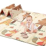 HB.YE Spielmatte Baby Teppich Babymatte Faltbarer Spieldecke Krabbelmatte Baby Bodenmatte XPE rutschfest Material, Tragbar für Innen- oder Außenbereich (Tierwald)