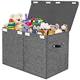 VERONLY Aufbewahrungsbox Spielzeugkiste mit Deckel Kinder - Aufbewahrungskiste 83L Faltbar Aufbewahrung mit Griffen Groß für Spielzeug Kleidung Bücher Schlafzimmer (Dunkelgrau)