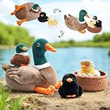 OUOZZZ Ente Kuscheltier Set, 5 Stück Weich Ente Plüschtier mit 3 Baby Enten Stofftiere im Bauch - Geburtstagsgeschenk für Kinder Mädchen Jungen