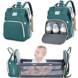 Baby Wickeltasche Rucksack,Diaper Backpack,Babytasche Reiserucksack mit Wickelauflage,Multifunktional Wasserabweisend Große Kapazität Wickelrucksack,Große Reiserucksack für Mama & Papa (Grün)