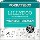 LILLYDOO hautfreundliche Baby Wickelunterlagen 60x 60 cm, 50er Pack (5x10 Stück), Weich, Ohne Parfüme & Lotionen für empfindliche Haut, Dermatologisch getestet