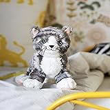 IKEA LILLEPLUTT - Stofftier, Katze, grau, weiß - 21 cm