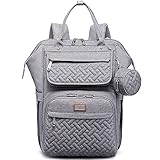 Wickeltasche Rucksack - BabbleRoo Multifunktionale Große Wickelrucksack Babytasche mit Wickelauflage & Kinderwagengurten & Schnullertasche, Unisex Reise-Rucksack Windeltasche für Mama & Papa, grau