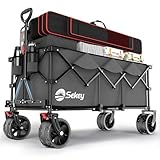 Sekey XXXL Bollerwagen Faltbar 300L 200KG Belastbar, Faltbarer Bollerwagen 17x10 cm Extra Breite Reifen Alle Gelände, Patentiert Klappbar aus Vier Richtungen, XXXL-Super 4013, Anthrazit