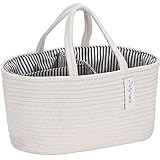 Hinwo Baby Windel Caddy 3-fach Säugling Kinderzimmer Einkaufstasche Tragbarer Auto Organizer Neugeborene Dusche Geschenkkorb Baumwollseil mit abnehmbarem Teiler für Windeln & Tücher