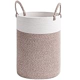 TIMEYARD Wäschekorb geflochten aus Baumwolle, Seil Korb mit Griffen, Groß Aufbewahrungskorb von Spielzeug im Kinderzimmer Decken im Wohnzimmer, D35 x H50 cm