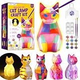 Katze Lampe Bastelset Kinder, Bastelset Mädchen 6 7 8 9 10 11 12 Jahre, Weihnachts Geburtstagsgeschenk für Mädchen und Jungen ab 6, Kreatives DIY Malset, Halloween Katzen-Spielzeug