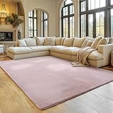 SIMPEX Teppich Wohnzimmer Rosa 120x160 cm Kurzflor Teppich Waschbar, weich & rutschfest, modern einfarbiges Design für Wohnzimmer, Küche Schlafzimmer, & Kinderzimmer